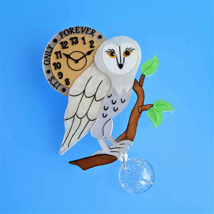 It's Only Forever White Barn Owl Brooch by Cherryloco Jewellery 5