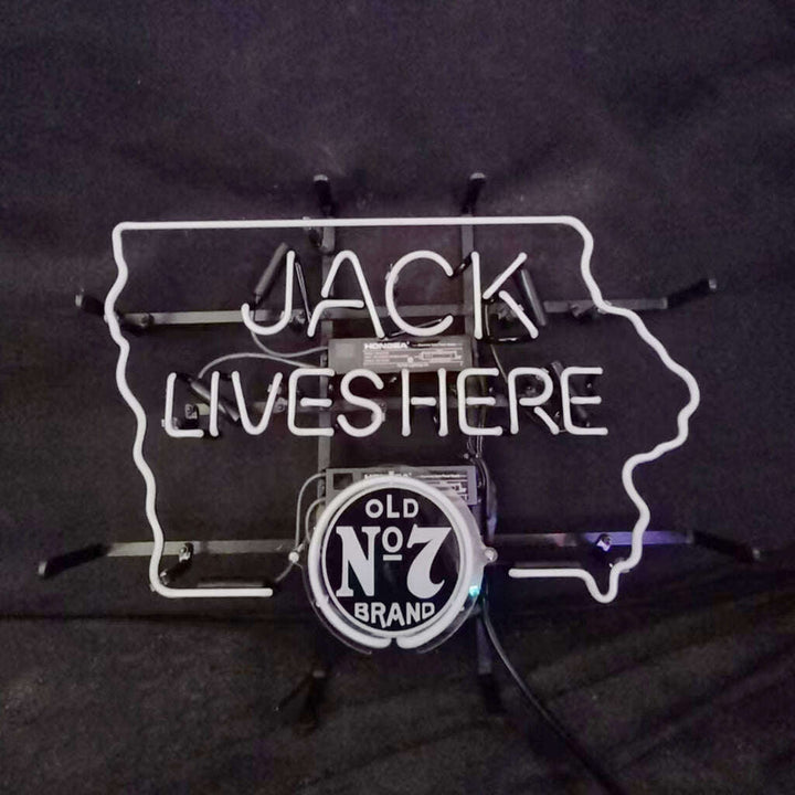 Jack Lives Here Old 7 Brand with Iowa Maps Neon Signs