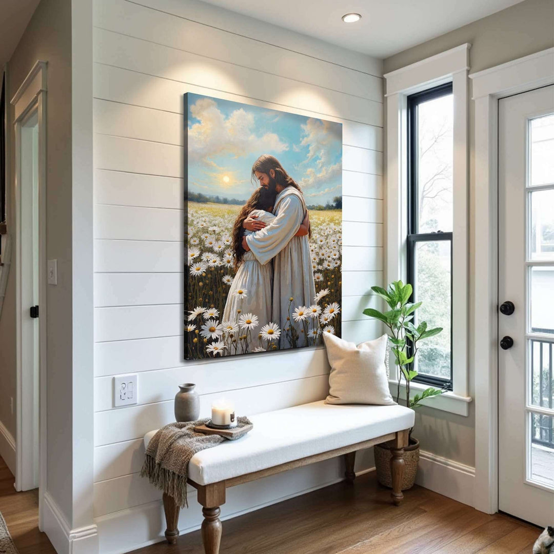 Jesus Hugging Woman Faith Wall Art