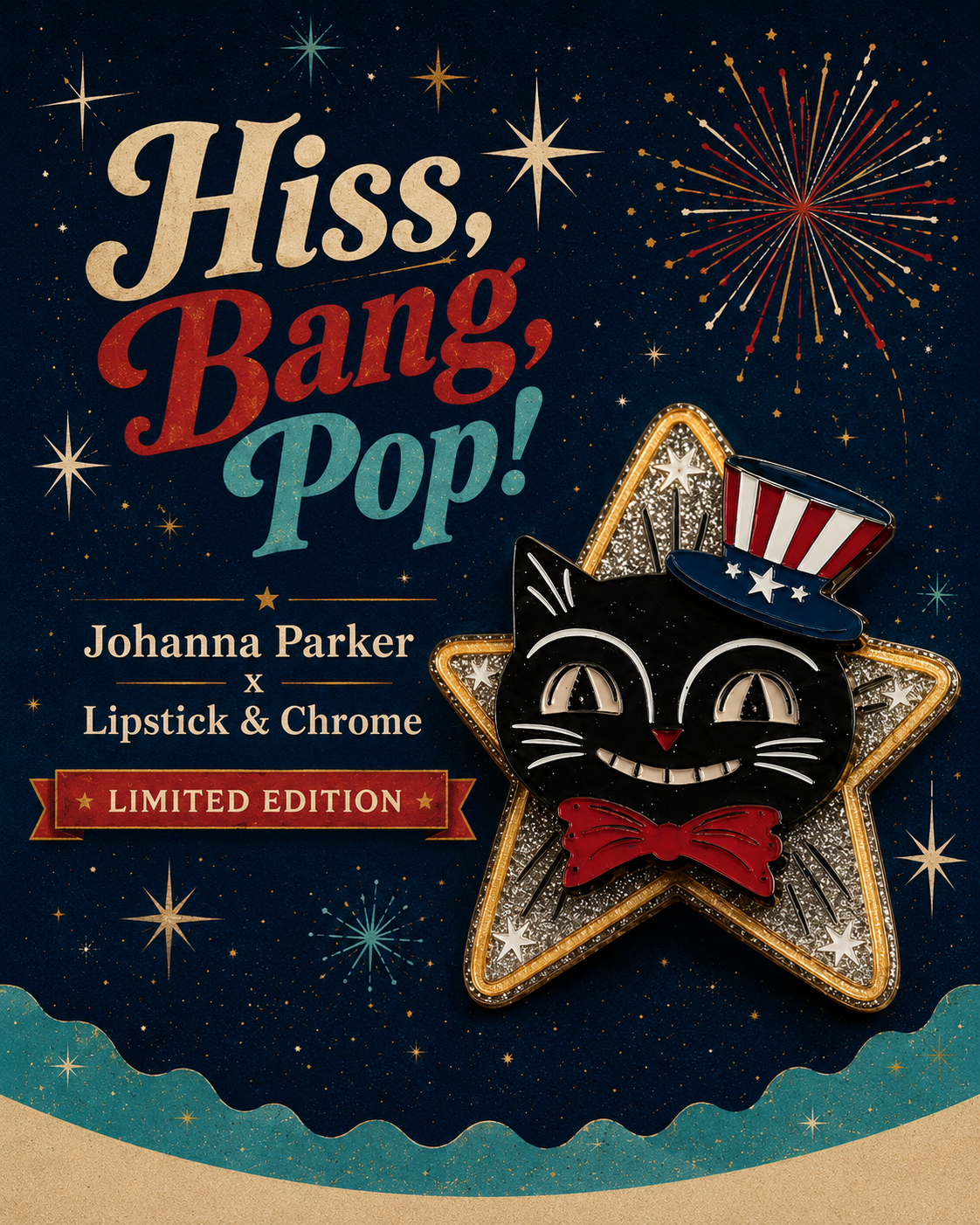 Hiss Bang Pop Brooch by Johanna Parker x Lipstick & Chrome – view 2
