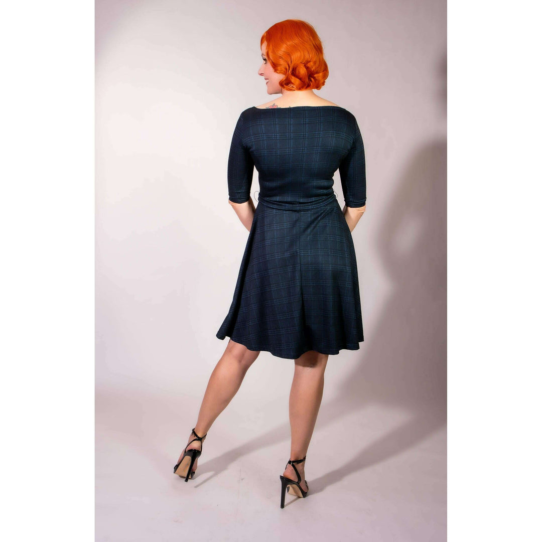 Josephina Dress- Black & Blue Plaid