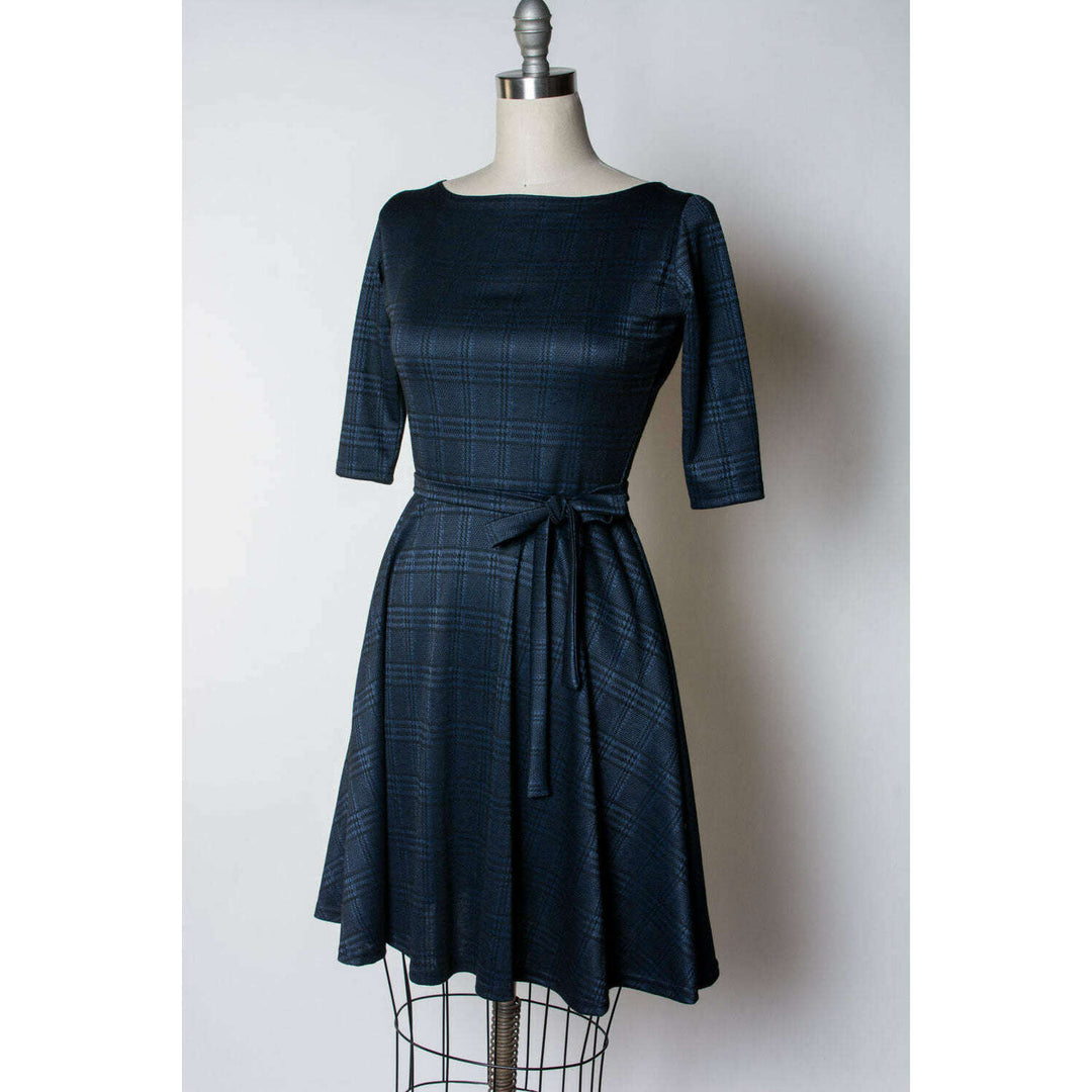 Josephina Dress- Black & Blue Plaid