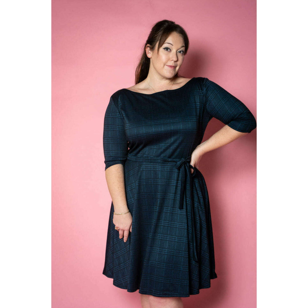 Josephina Dress- Black & Blue Plaid