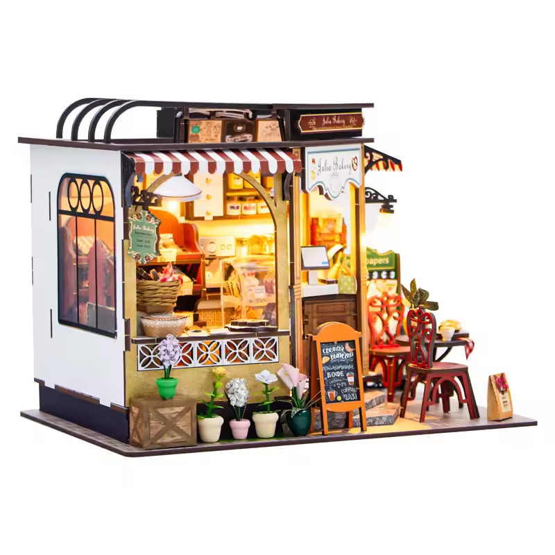 Julia Bakery Dollhouse Kit - Miniature Wizardi Roombox Kit
