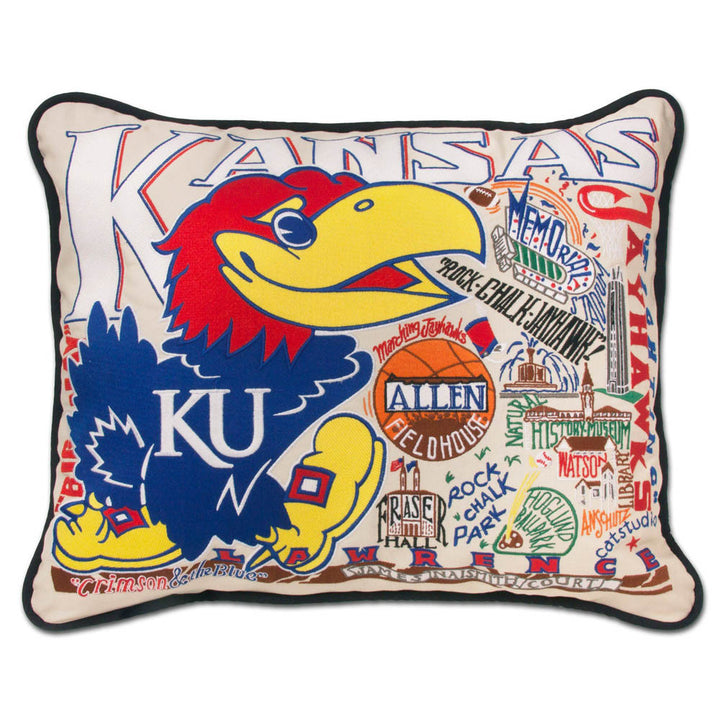 Kansas, University of Collegiate Hand-Embroidered Pillow
