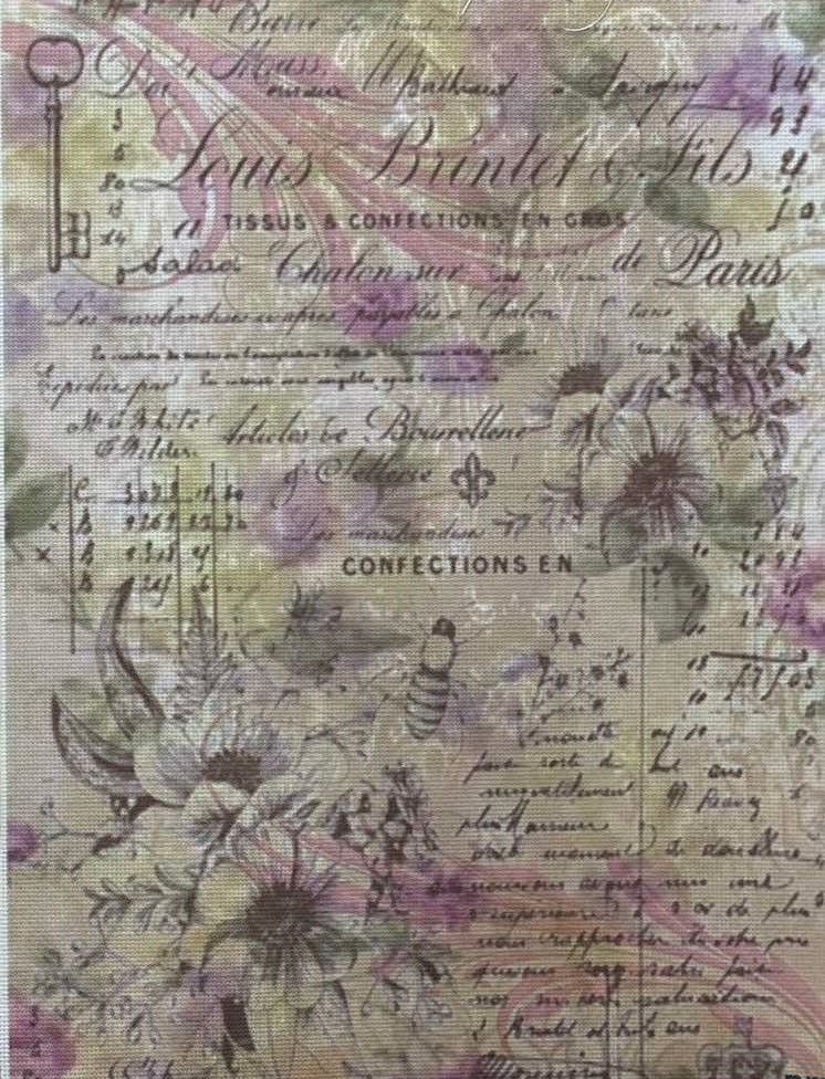 Parisian Charm Designer Printed AIDA Fabric. Canvas for embroidery with an applied background  KF-1344A