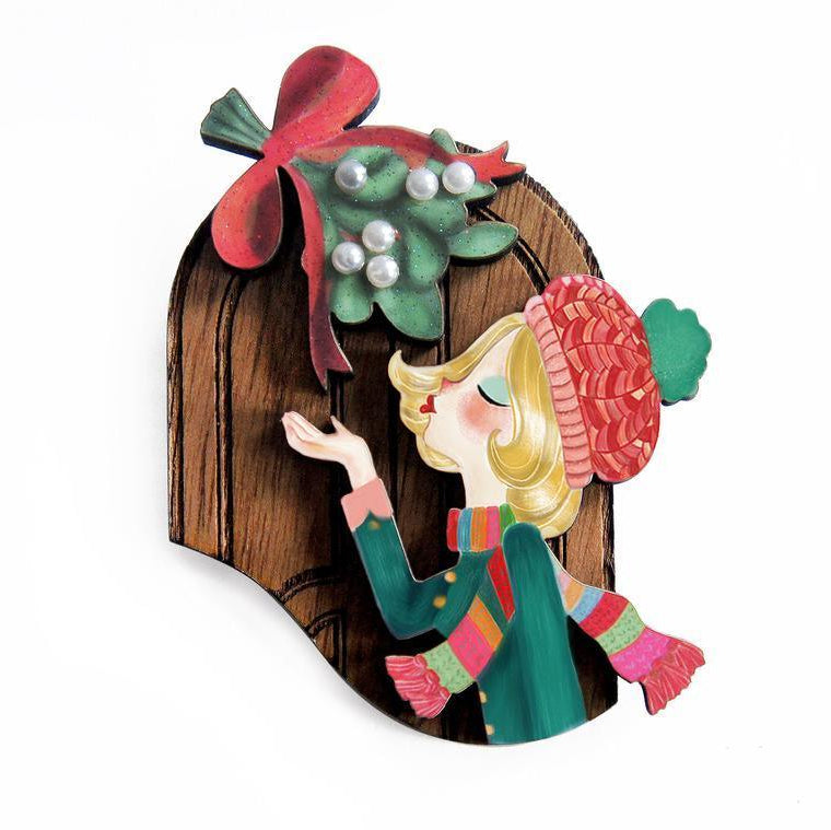 Kiss Me Under the Mistletoe Brooch by Laliblue - Quirks!