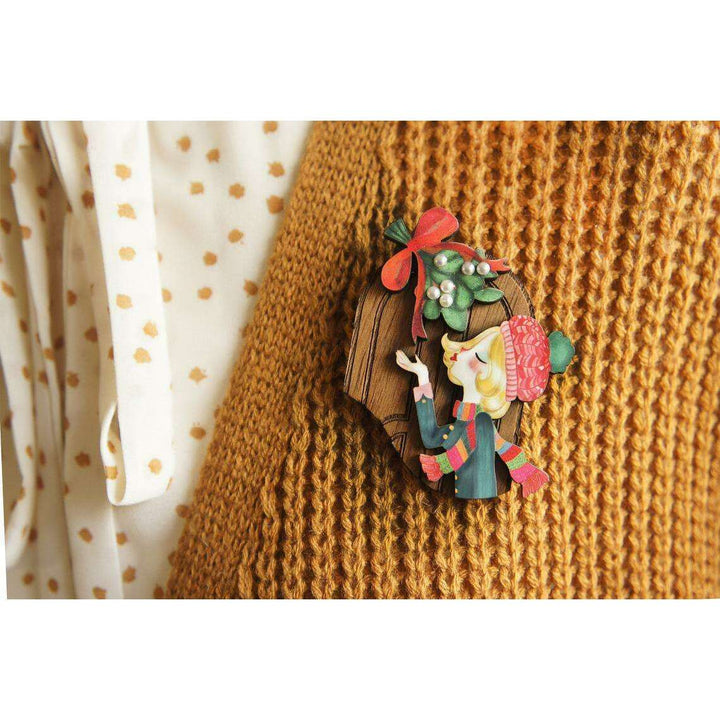 Kiss Me Under the Mistletoe Brooch by Laliblue - Quirks!
