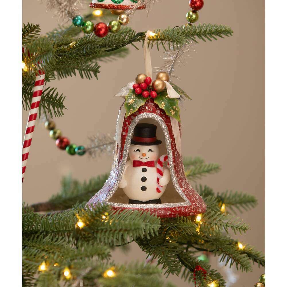 Kitschmas Snowman in Bell | Bethany Lowe | Christmas Decor – view 5