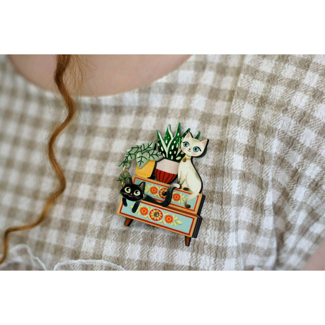 Kittens and Plants Brooch by Laliblue – view 4