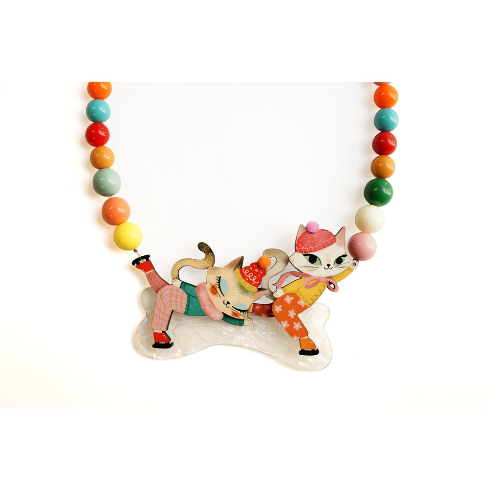 Kittens Kicking on Ice Necklace by Laliblue 
