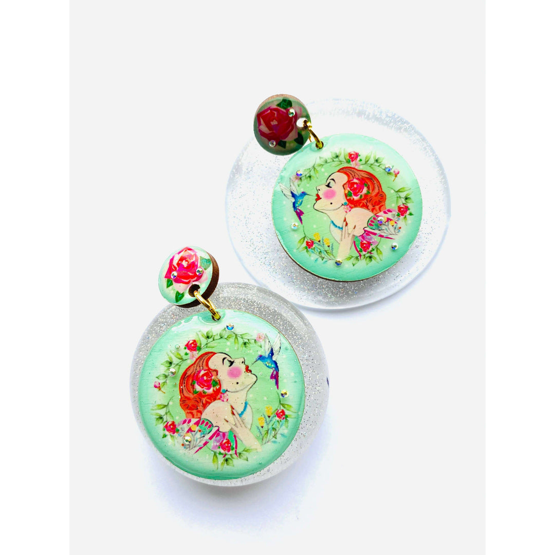 Lady and the Hummingbird Earrings by Rosie Rose Parker