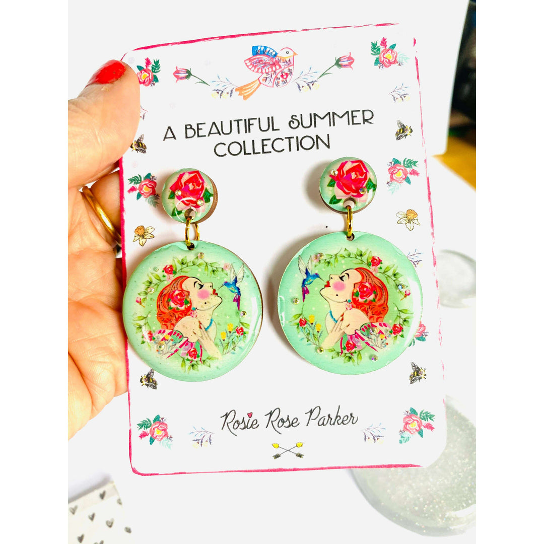 Lady and the Hummingbird Earrings by Rosie Rose Parker