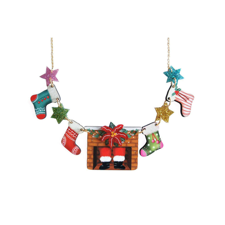 Christmas Chimney with Stockings Necklace
