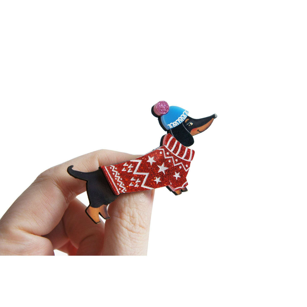 Dachshund Dog in Sweater Brooch