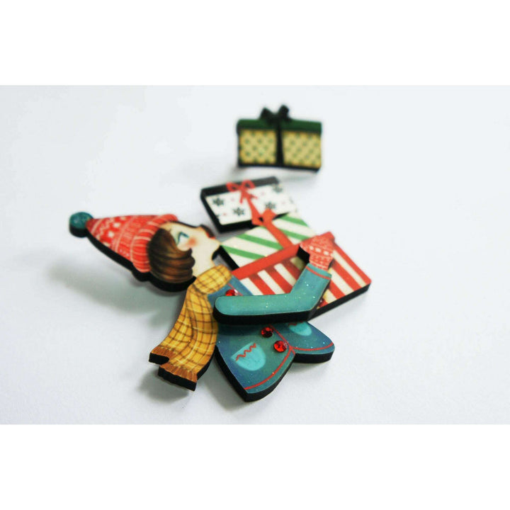 Girl with Gifts Brooch by Laliblue