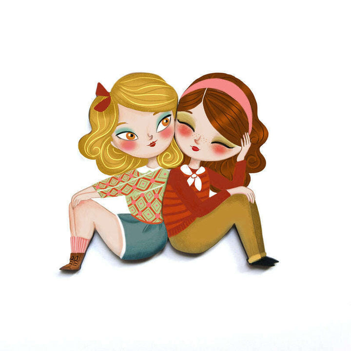 Puzzle with blonde girl brooch by Laliblue