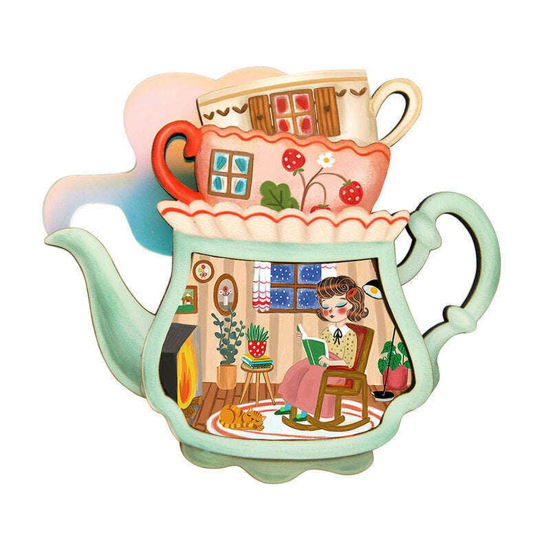 Teapot House Brooch by Laliblue
