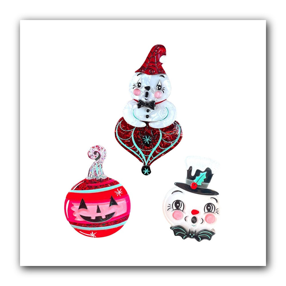 SPOOKMAS 3 Piece Brooch Collection by Lipstick & Chrome x Johanna Parker — Halloween Christmas Acrylic Set
