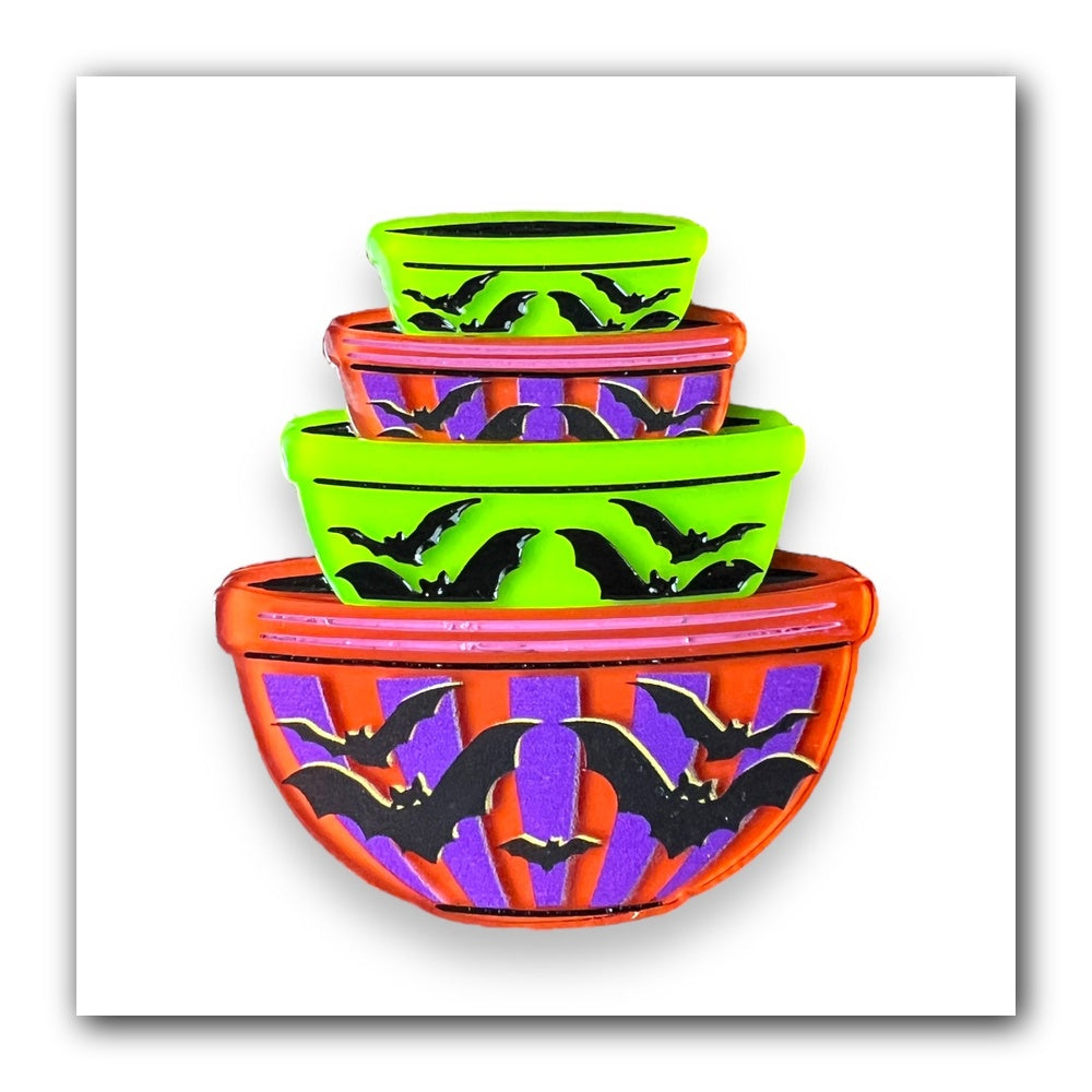Menacing Mixers Halloween Bowls Brooch by Lipstick & Chrome — Holt Howard Inspired Pin