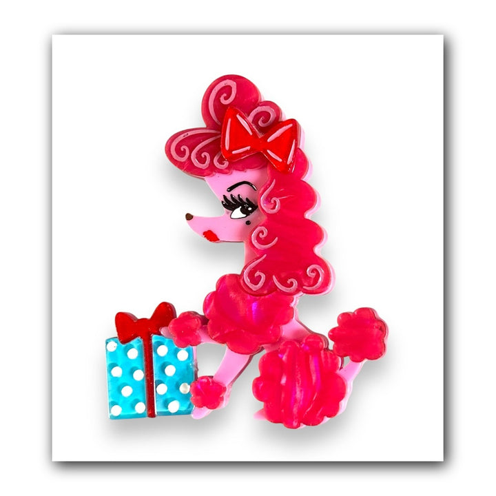 Mimi Loves Christmas Brooch by Miss Fluff x Lipstick & Chrome — Vintage Holiday Cat Acrylic Pin