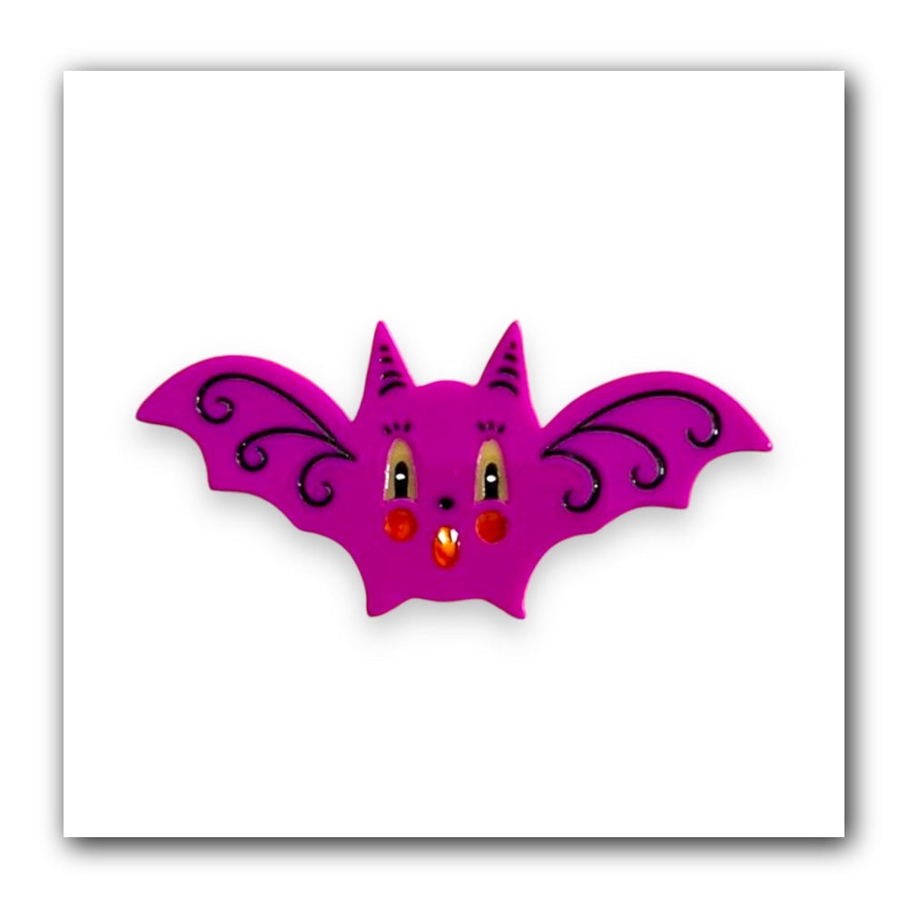 Gothic Glam Bat Scatter Pin PLUM by Johanna Parker x Lipstick & Chrome — Halloween Bat Acrylic Brooch