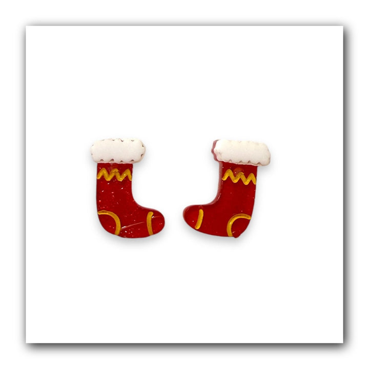 Itty-Bitty Stocking Earrings by Lipstick & Chrome — Mini Christmas Stocking Drop Earrings