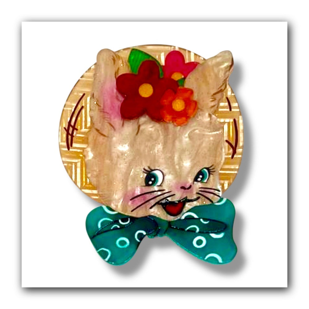 Bunny Bloom Brooch by Lipstick & Chrome — Floral Easter Bunny Pin