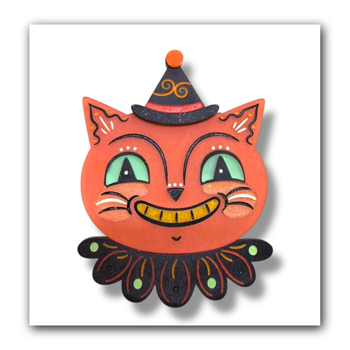 Spunky Copper Cat Brooch by Johanna Parker x Lipstick & Chrome — Vintage Halloween Cat Pin