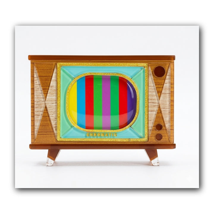 Tune In Customizable Retro TV Brooch by Lipstick & Chrome — Personalized Acrylic Pin