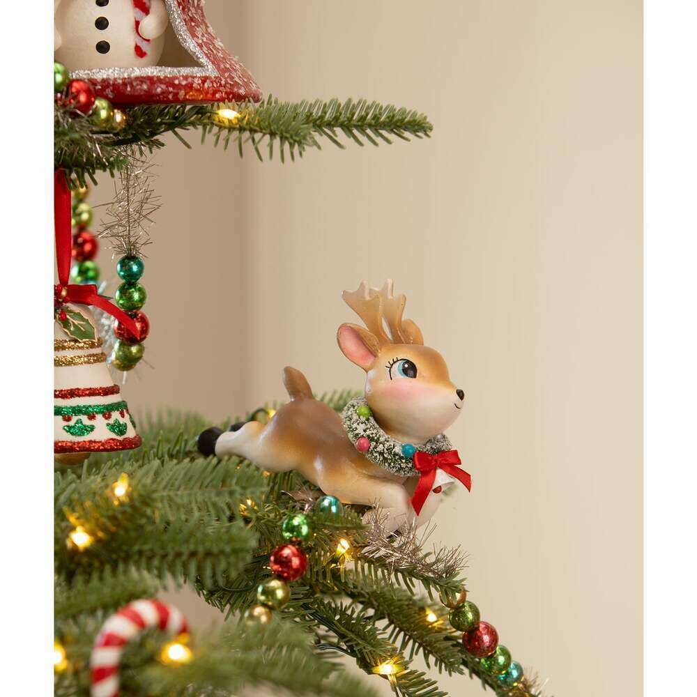 Leaping High Reindeer Clip Ornament by Bethany Lowe – view 2
