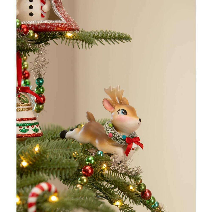 Leaping High Reindeer Clip Ornament by Bethany Lowe – view 2