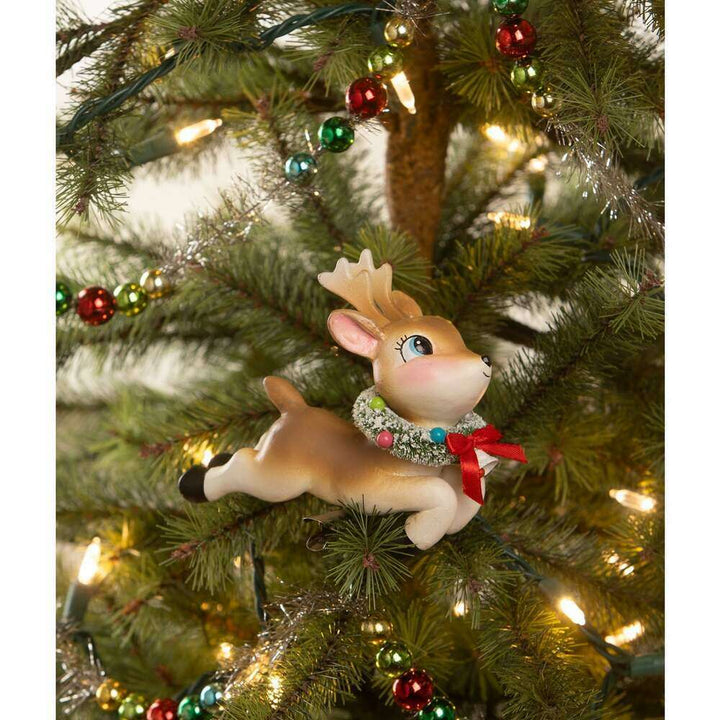 Leaping High Reindeer Clip Ornament by Bethany Lowe – view 3