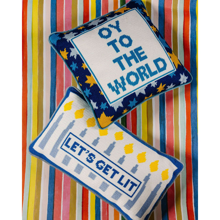 Let's Get Lit Needlepoint Pillow