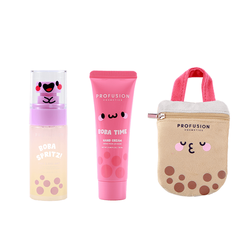 Let's Get Some Boba Body Spritz, Hand Lotion, and Reusable Pouch Set