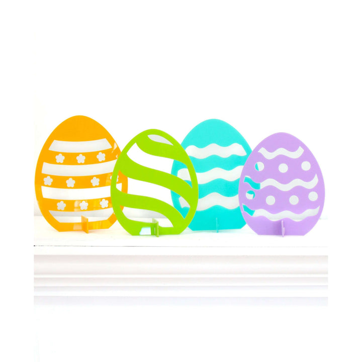 Lime, turquoise, yellow, and lavender acrylic Easter egg standing decor
