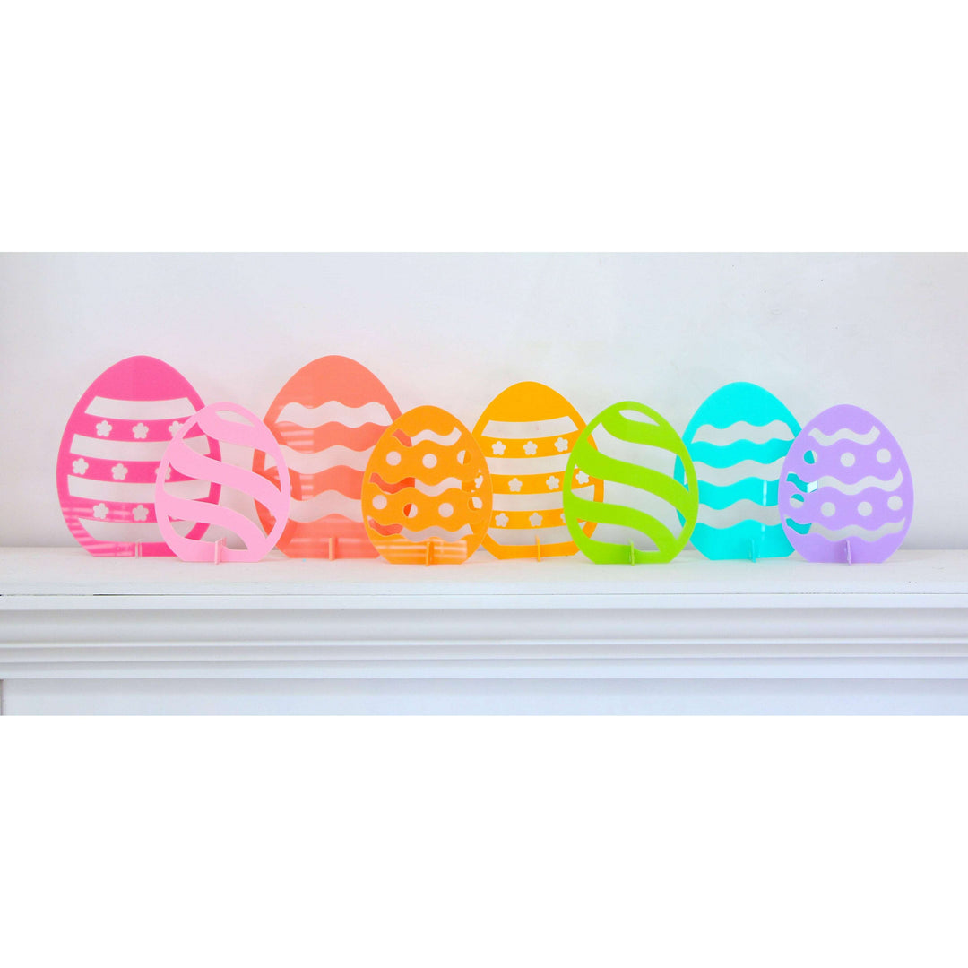 Lime, turquoise, yellow, and lavender acrylic Easter egg standing decor