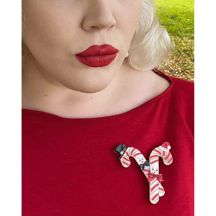 Candy Cane Couple Brooch by 50's Vintage Dame x Lipstick & Chrome – view 5