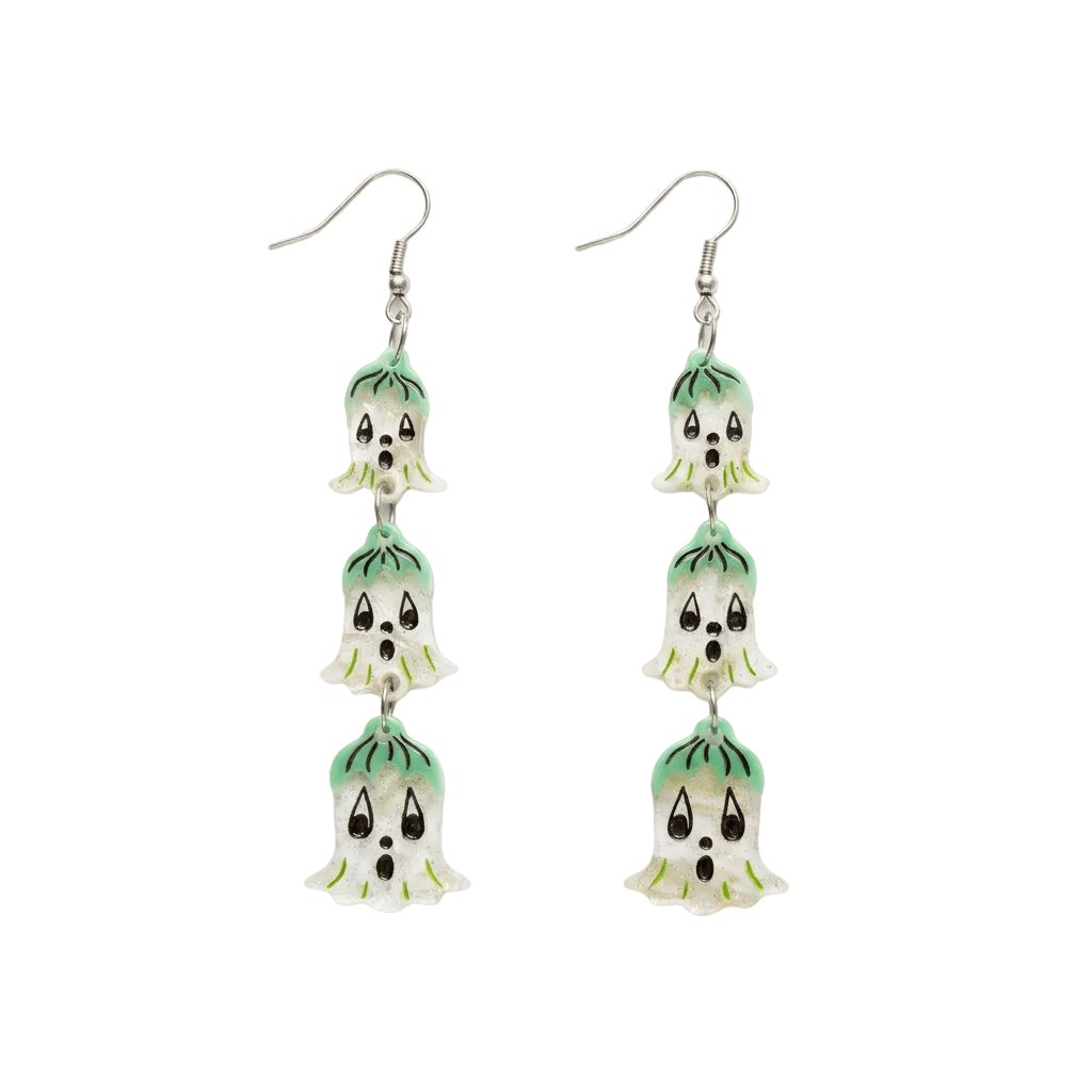 Ghostie Garden Dangle Bell Earrings by Johanna Parker x Lipstick & Chrome – view 2