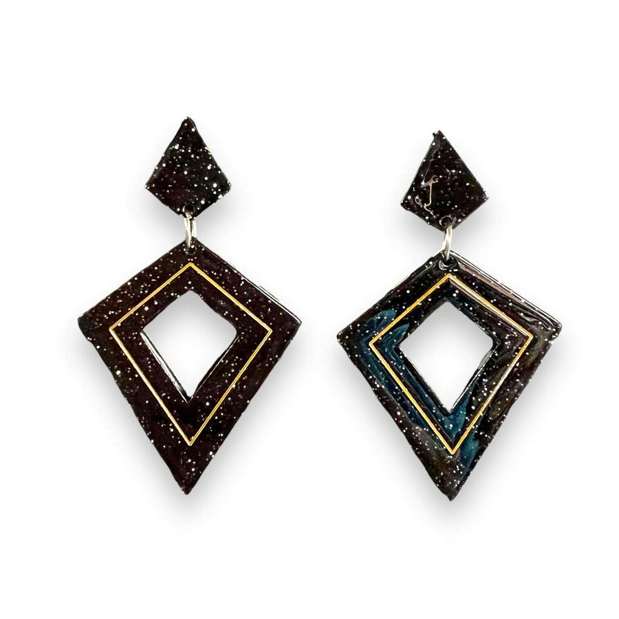 Retro Diamond Dangle Earrings by Lipstick & Chrome — Vintage-Inspired Acrylic Statement Earrings – view 2
