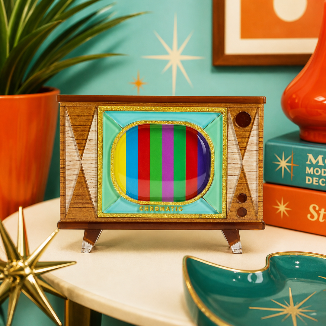 Tune In Customizable Retro TV Brooch by Lipstick & Chrome – view 3