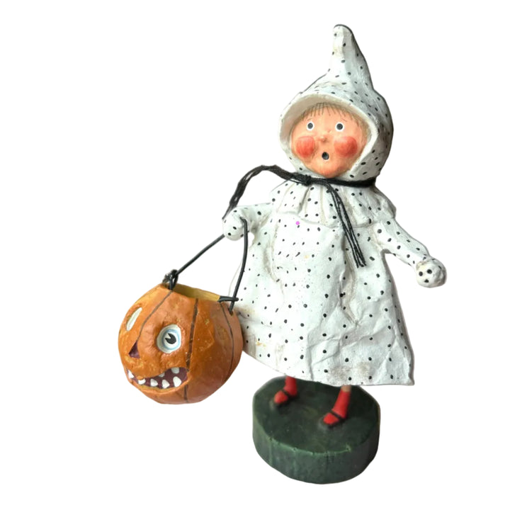 Lori Mitchell Halloween girl with jack-o-lantern pail
