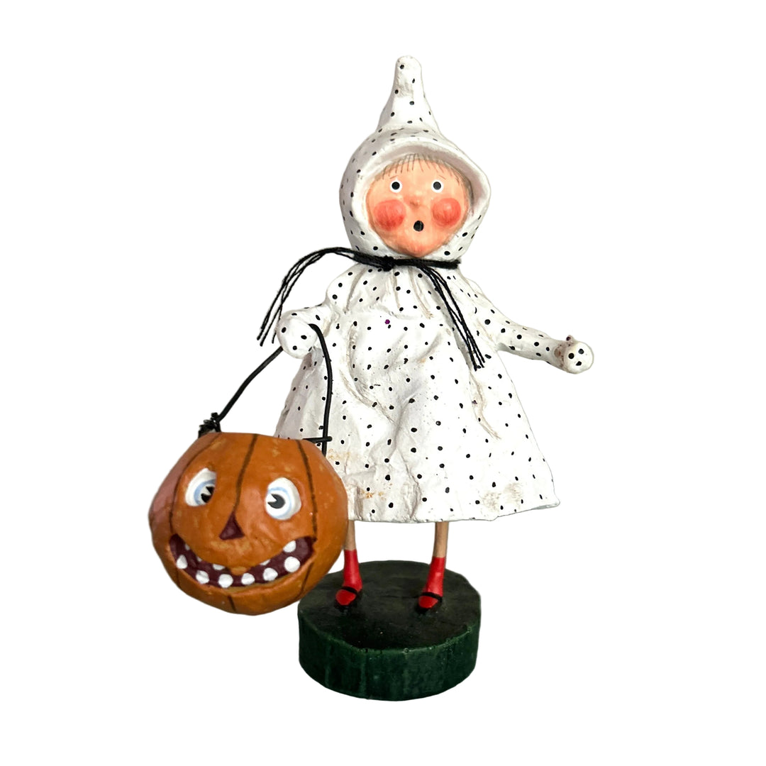 Lori Mitchell little Halloween girl in polka dot ghost costume