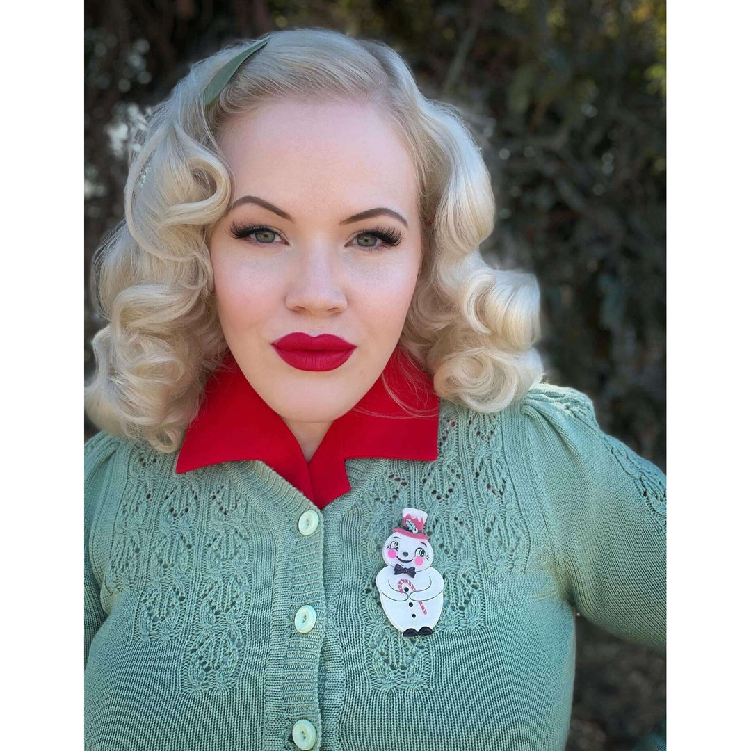 Love at Frost Sight PINK snowman brooch — Johanna Parker x Lipstick & Chrome Christmas Dreams Collection