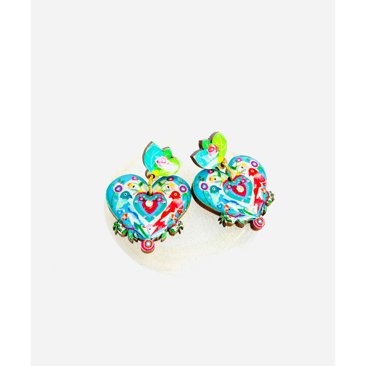 Love Bird Heart Shaped Earrings by Rosie Rose Parker