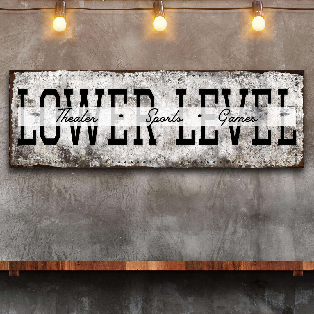 Lower Level Theater Sports Games Basement Bar Sign