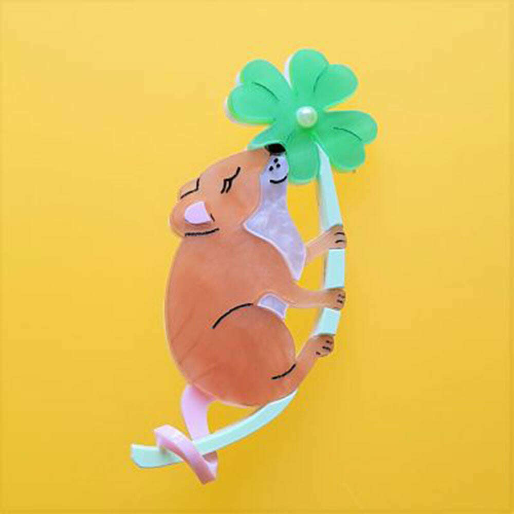Lucky Clover Mouse Brooch by Cherryloco Jewellery 3