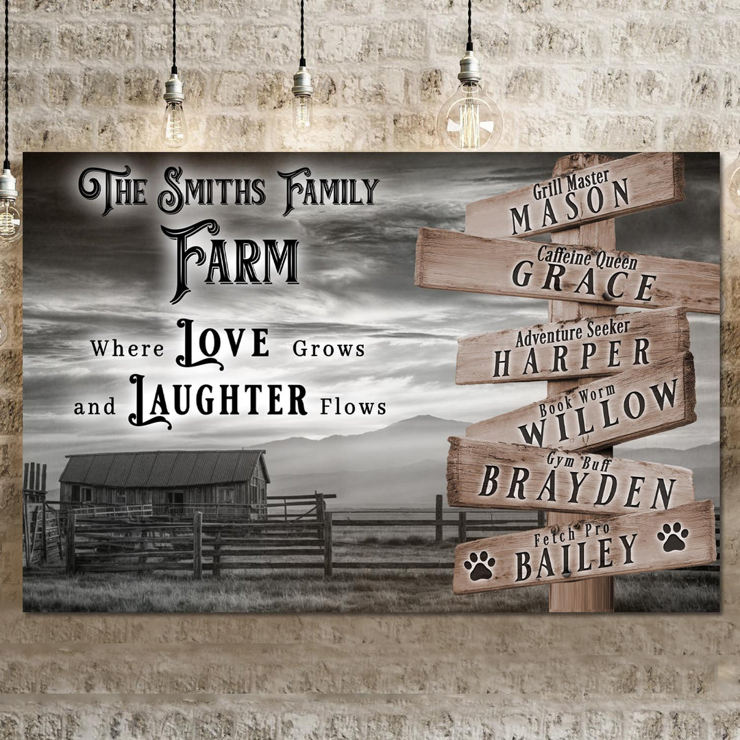 Where Love Grows And Laughter Flows Family Farm Names Sign