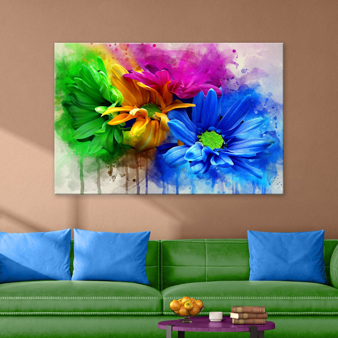 Watercolor Daisies Canvas Wall Art
