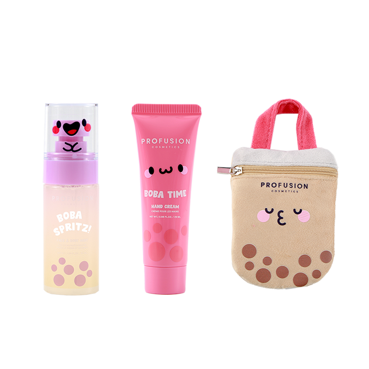 Let's Get Some Boba Body Spritz, Hand Lotion, and Reusable Pouch Set